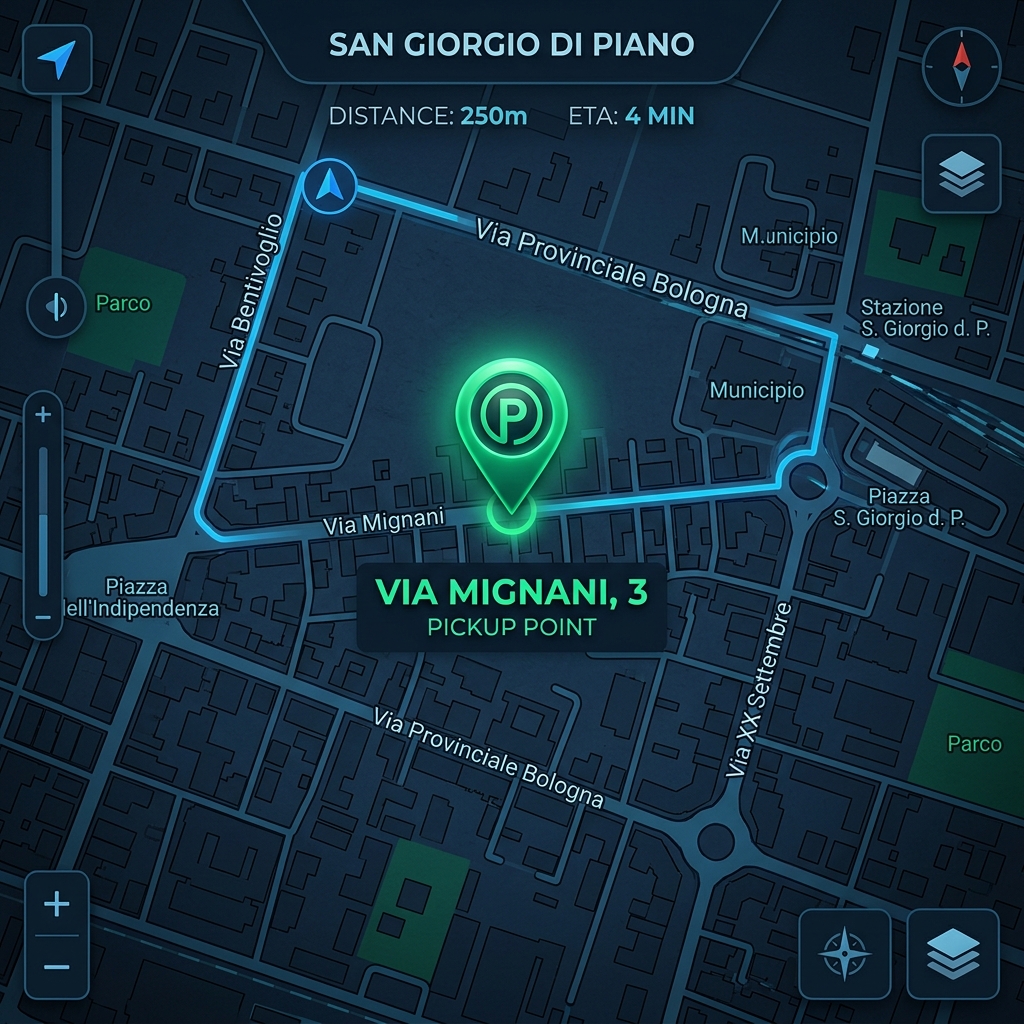 Mappa Punto di Ritiro San Giorgio di Piano Via Mignani 3